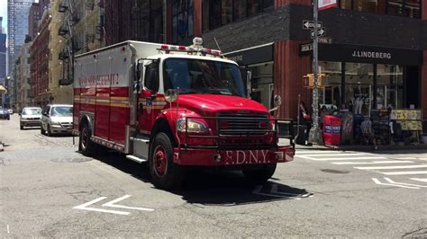 FDNY MASK SERVICES UNIT 2 CRUISING BY ON GREENE STREET ON IT S WAY TO