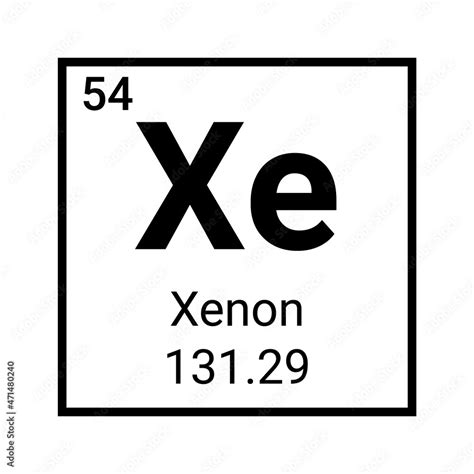 Chemical element xenon icon symbol. Xenon science atom table element ...