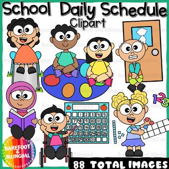 Kids Daily Schedule Clipart - Kids Back to School Clipart | TPT