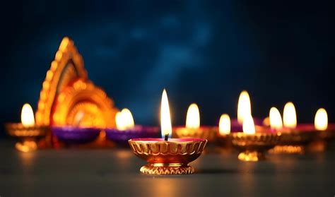 Premium AI Image | Oil lamps decoration in happy Diwali festival