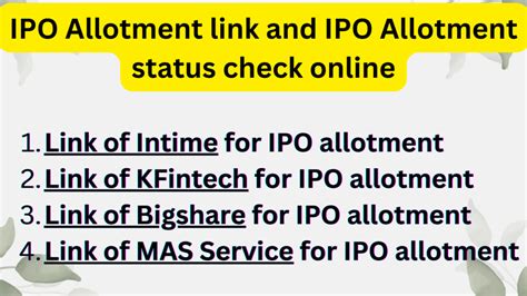 IPO Allotment link and IPO Allotment status - check online link of ...