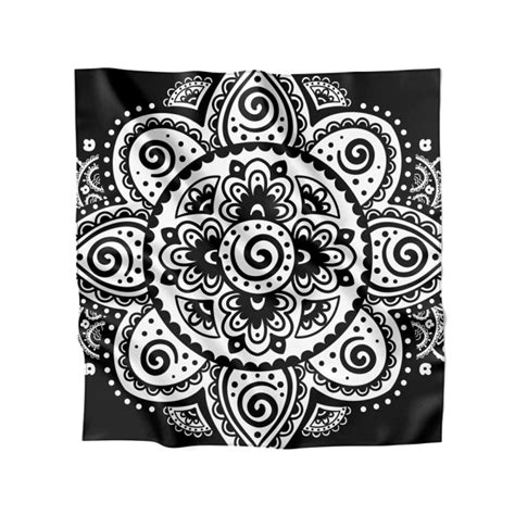 Lenço de Cetim Psicodélico Flor Tribal Mandala RAVEUP