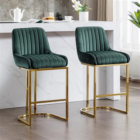 Wahson Breakfast Bar Stools Set Of 2 Velvet Counter Chairs With