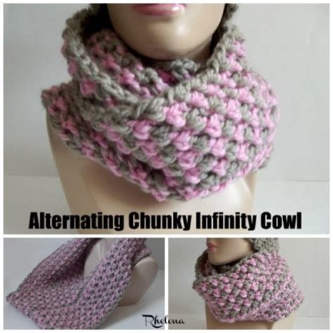 Alternating Chunky Infinity Cowl Free Crochet Pattern