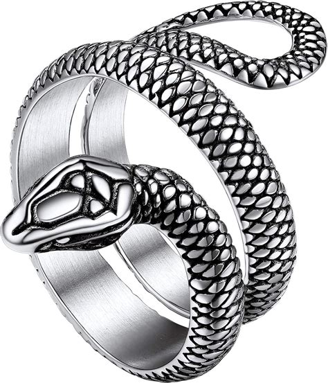 Stainless Steel K Gold Plated Black Snake Ring For Men Women Size