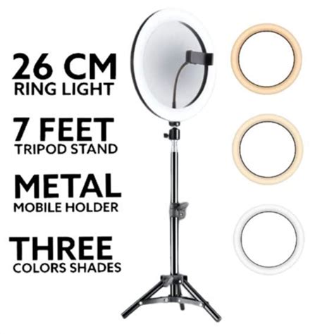 26CM Selfie LED Ring Light 7 Feet Tripod Stand Mobile Phone Holder 26