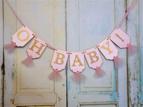 Oh Baby Banner Baby Shower Banner Embossed Pink and Gold - Etsy