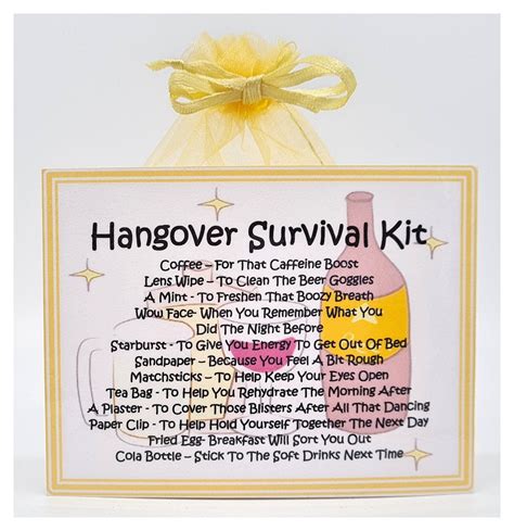 Hangover Survival Kit Fun Novelty Gift Card Alternative Etsy Denmark