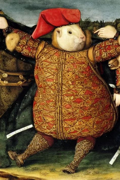 Henry VIII Riding A Giant Hamster Into Battle Water Stable Diffusion