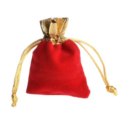 50pcs 7x9cm Red Velvet Bags Drawstring T Bags For Jewelry Gold