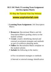 Hcs Week Learning Team Assignment Job Description Matrix Hcs