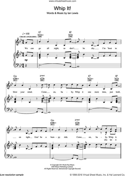 Lewis Whip It Sheet Music For Voice Piano Or Guitar Pdf