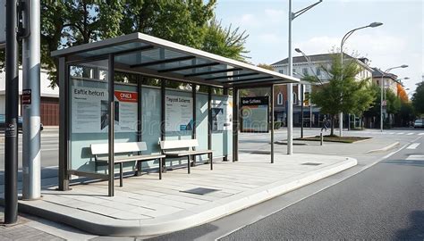 Bus Stop Shelter Urban Scene City Transportation And Public Transit Stop Generative Ai Stock