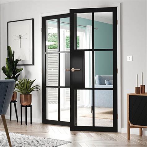 Civic Black Clear Glass Industrial Style Internal Door Jb Kind