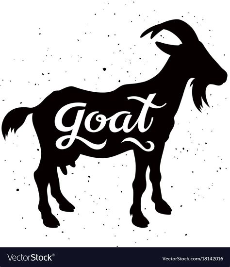 Goat silhouette with a calligraphic inscription Goat on a grunge ...