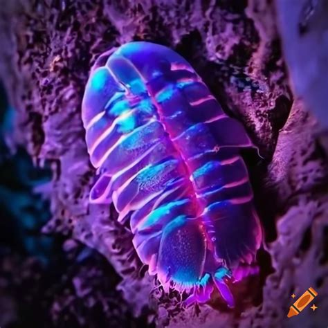 Transparent Glowing Purple Giant Isopod