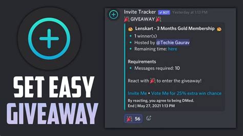 Invite Tracker Giveaway Setup Giveaway Discord Techie Gaurav