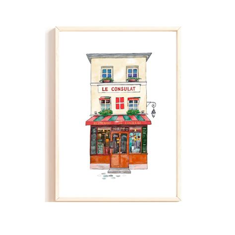 Paris Cafe Le Consulat Printable Wall Art Paris Architecture Etsy