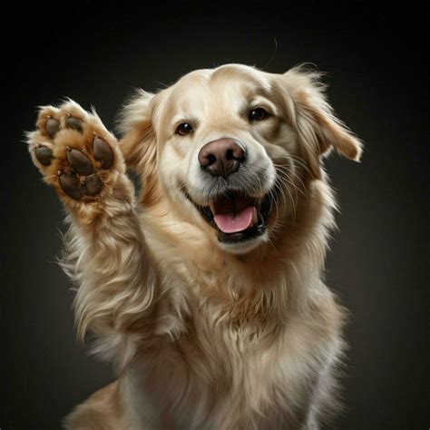 A friendly dog offering a paw for a handshake 30681732 Stock Photo at
