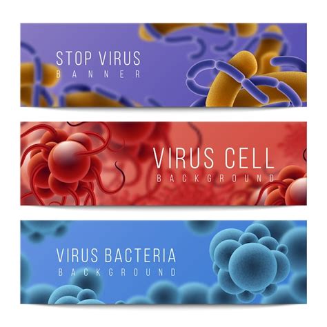 Premium Vector Viruses And Bacteria Banners Germs Infection And