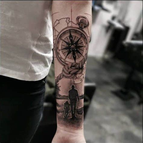 Compass Tattoo On Elbow