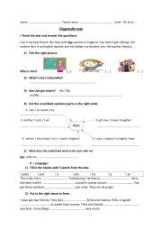 Diagnostic Test ESL Worksheet By Lolitta English