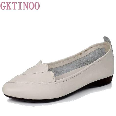 GKTINOO Women Flats Genuine Leather Flat Shoes Woman Casual Work Mother Shoes Plus Size (35 43 ...