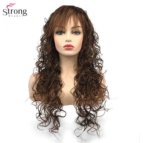 Strongbeauty Women S Synthetic Wigs Black Bark Brown Long Curly Wig