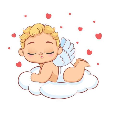 Premium Vector Cute Baby Cupid On A Cloud Vector Cartoon