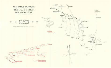 Battle Of Jutland Main Action Pm May Ww Old Map