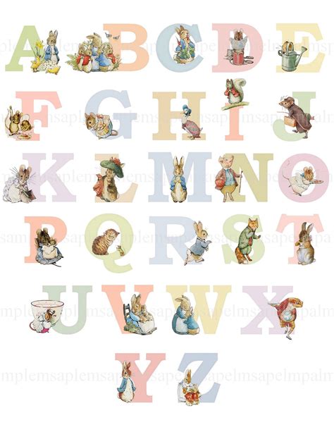 Beatrix Potter Alphabet Peter Rabbit Digital Collage Sheets Etsy