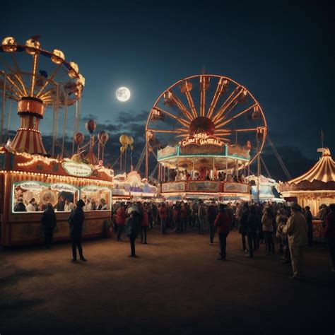 Premium AI Image | Nightmarish carnival scene in 3D complete with creepy clowns carnival rides ...