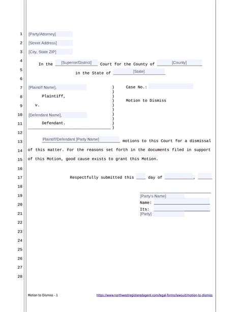 Template Motion To Dismiss Example