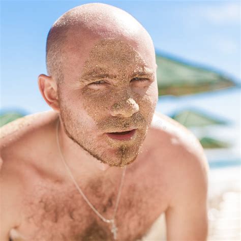 Half Face Handsome Man Covered Sand Stock Photos Free Royalty Free