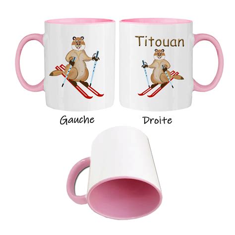 Mug Marmotte au ski à personnaliser texticadeaux