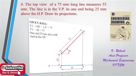 Problem No 4 Projections Of Lines I Engineering Drawing By N D