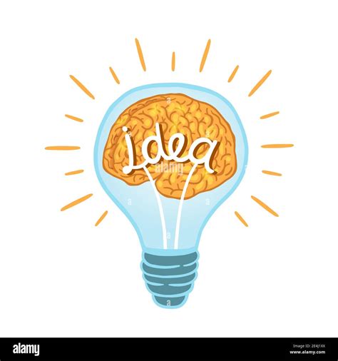 Creative Light Bulb With Brain Isolated Vector Illustration Stock