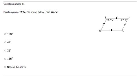 Solved Parallelogram EFGH Is Shown Below Find ME 138 42 Chegg