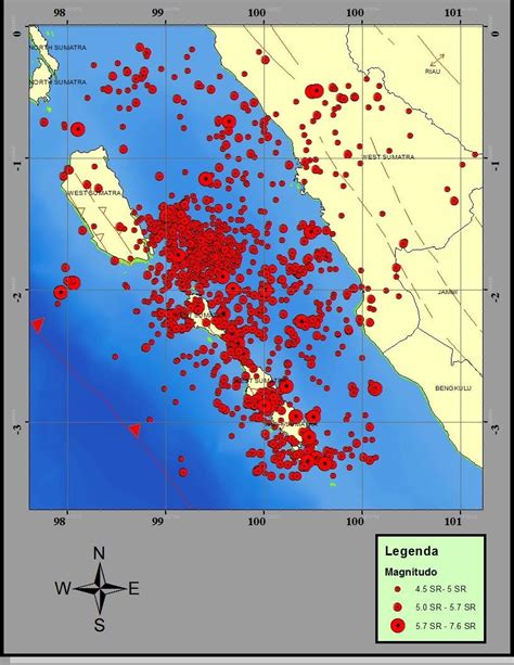 Map of the Seismicity of the West Sumatra Earthquake Period 2000-2019 ...