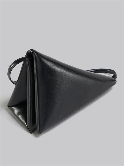 Black Leather Prisma Triangle Bag Marni