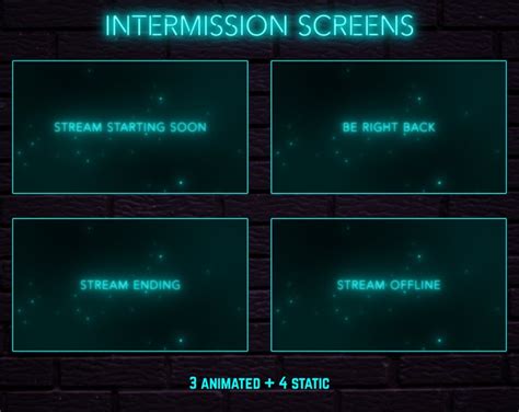 Cyan Neon Twitch Overlay Package Minimal Cyan Color Neon Etsy