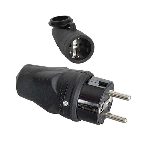 Rubber Schuko Connector Male Female Set