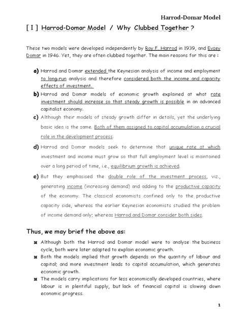 12harrod Domar Model NOTES | PDF | Economics | Macroeconomics