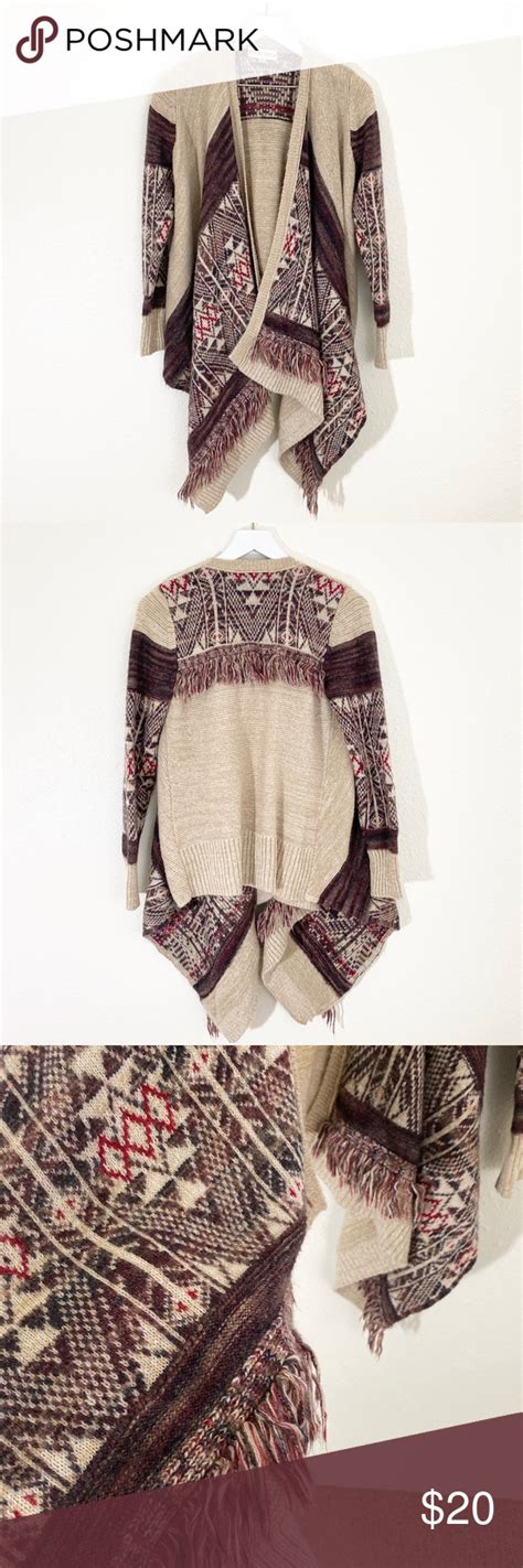 Knox Rose Jacquard Open Cardigan With Fringe Open Cardigan Clothes