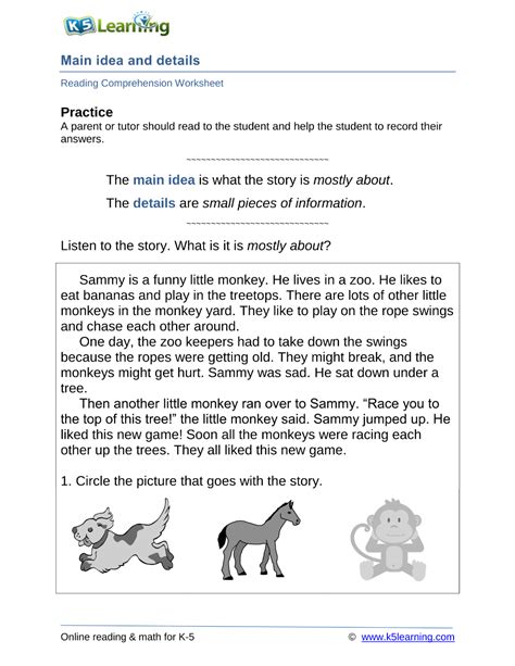 K 5 Main Idea Worksheets Shop Outlets Brunofuga Adv Br