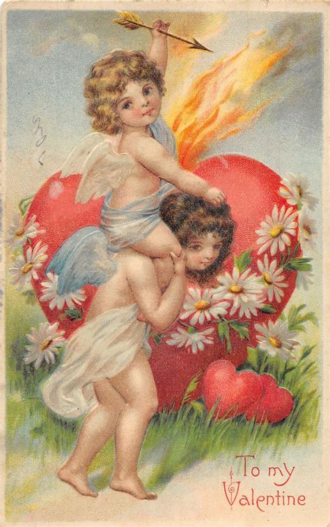 G Valentine S Day Love Holiday Postcard C Cupid Heart Roses