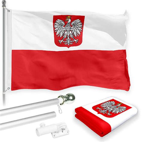 G Combo Ft Silver Flagpole X Ft Poland Ensign Printed D