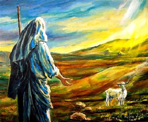 The Shepherd...and Lost Sheep, Painting by Painter Victor Peled | Artmajeur