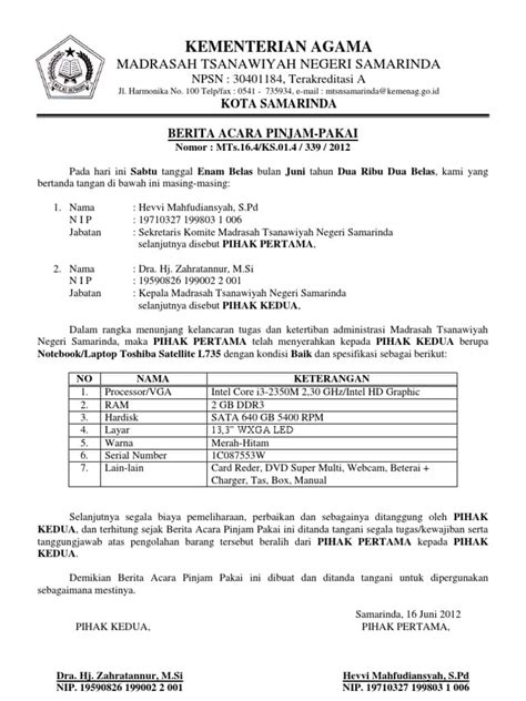 Ide Contoh Berita Acara Serah Terima Barang Habis Pakai Terupdate Guna