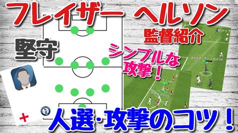 【フレイザーヘルソン監督紹介】堅守＆シンプルな攻撃！スカッド人選解説・攻撃のコツ【ウイイレアプリ2021】 Youtube